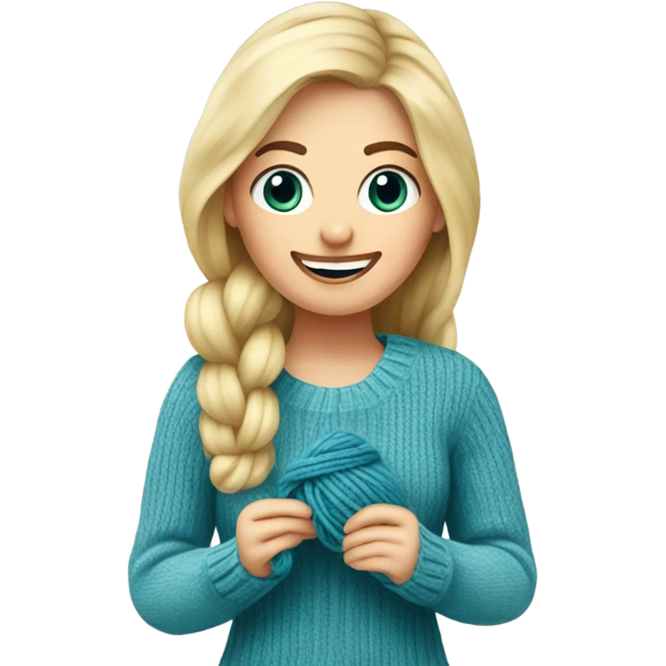 beautiful finnish blonde woman knitting a sock emoji