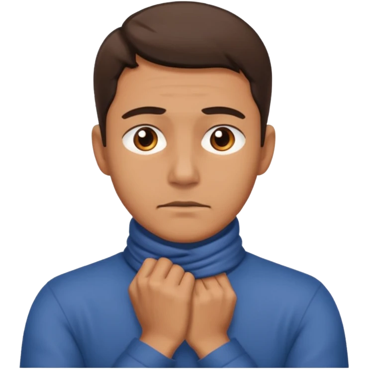 Man with hands gripped around neck emoji