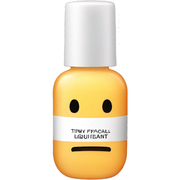 tiny facial exfoliant liquid bottle with label emoji
