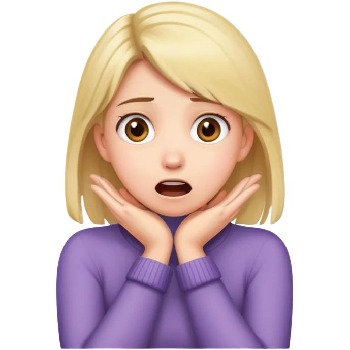 Girl crossing her hands over here neck and shocked emoji