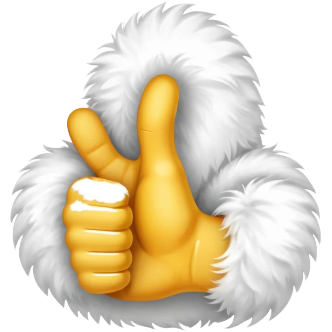 Hand  thumbs up covered in white fur emoji