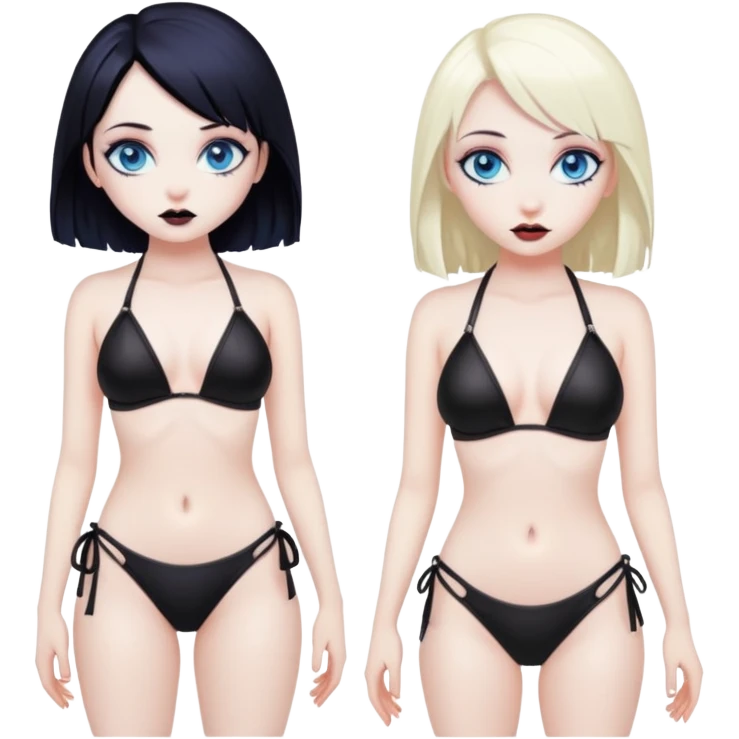 Goth girl with blue eyes in naughty bikini  emoji