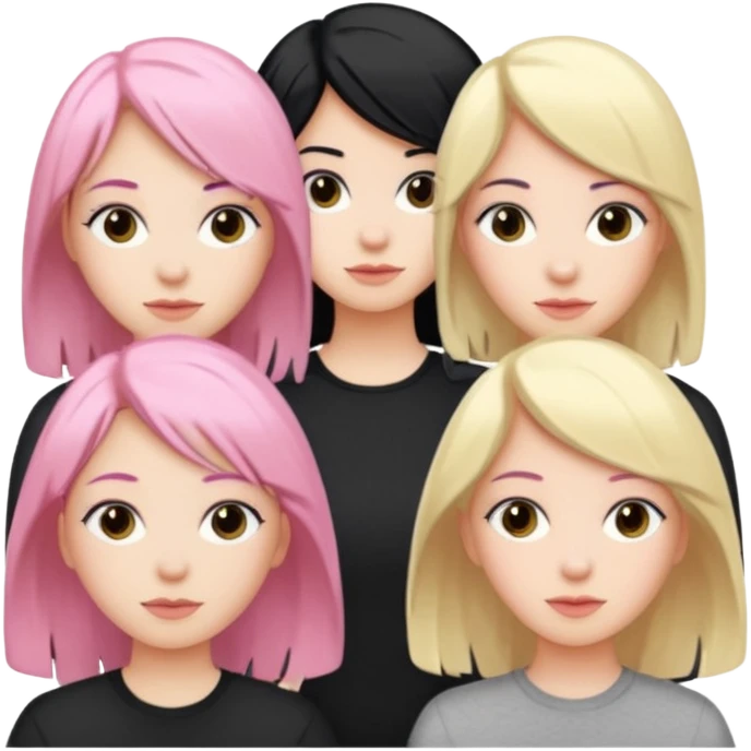 Girlfriend emoji - 5 white girlfriends, 1 with pale pink hair, 2 with black hair, 1 with medium blonde hair  emoji