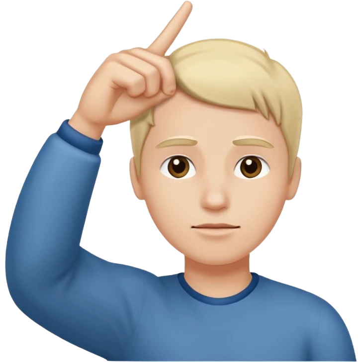 emoji of a hand pointing at the forehead area on a human face, simple cartoon style emoji