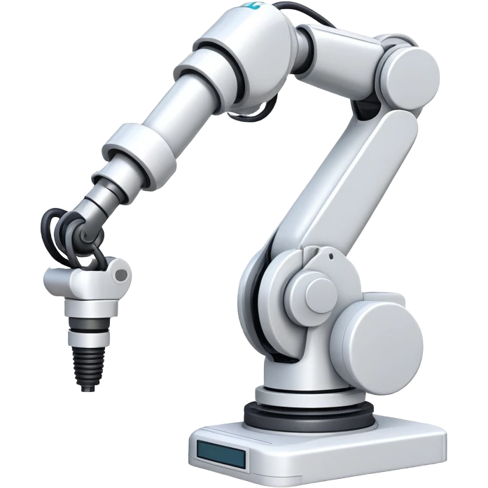 industrial robot arm wearing white dressing emoji