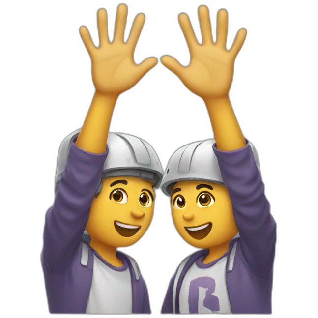 two friends waving hands emoji