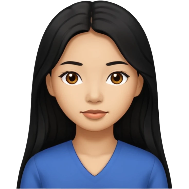 A Filipina woman with light brown skin and long black hair and black eyes emoji