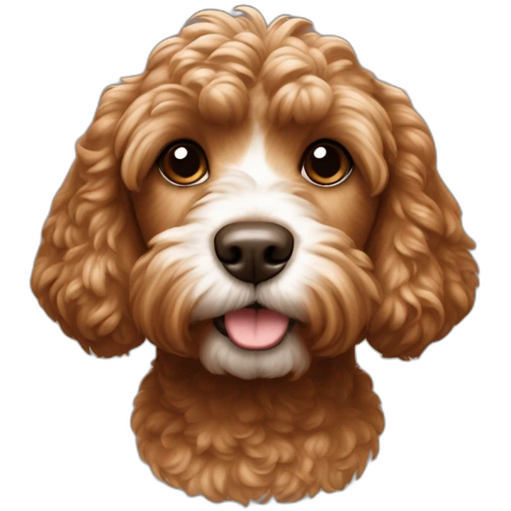 Reddish light brown cockapoo with small white patch on chin full body emoji