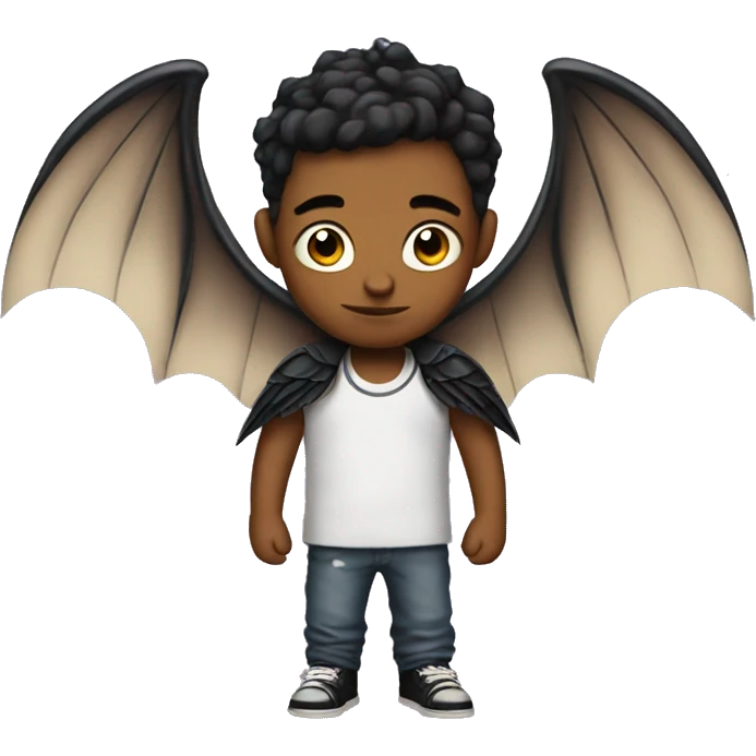 winged boy with tattoos and bat wings  emoji