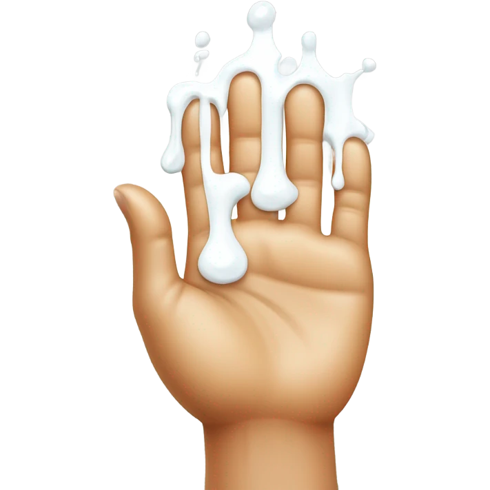 milk dripping directly off palm of hand with 5 fingers tanned emoji