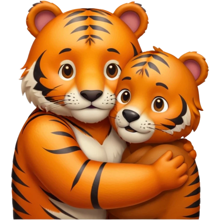 Tiger and Bear hugging emoji