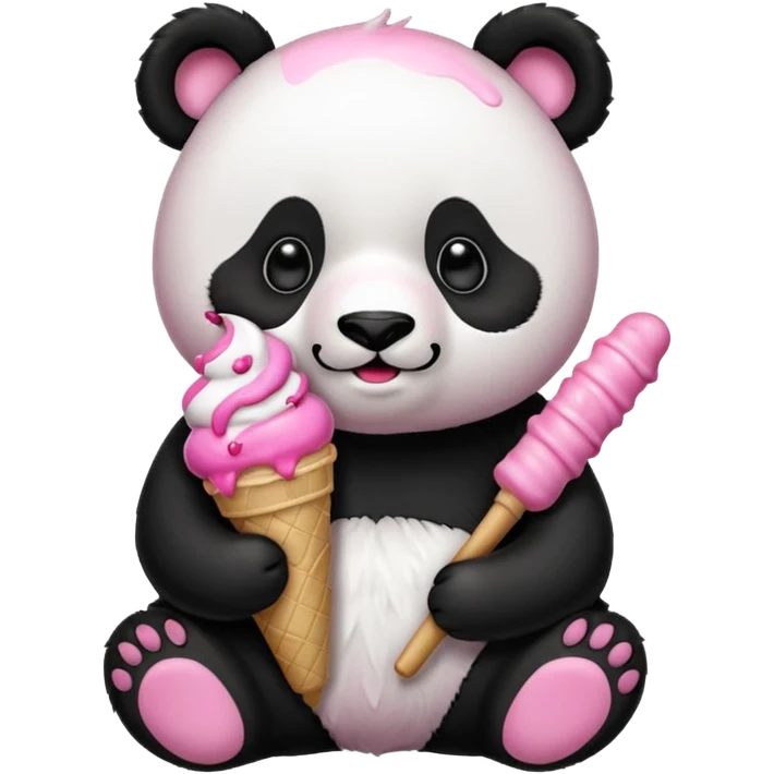 Panda eating ice cream emoji