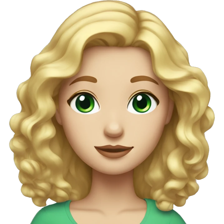 Cute woman with wavy blonde hair and green-blue eyes emoji