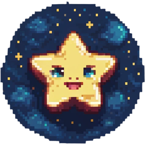 determined star character with bold facial expression in a night sky emoji
