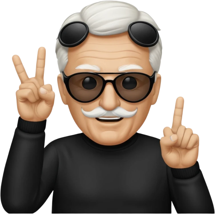 Some white old guy with a mask on and black shades with it also holding up the middle fingers emoji