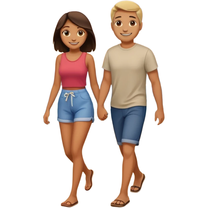 couple walking on the beach sunset in backgrounf emoji