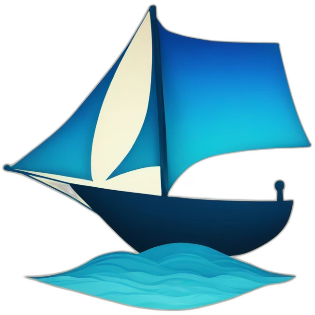 a blue sailing boat silhouette on a sea background  emoji