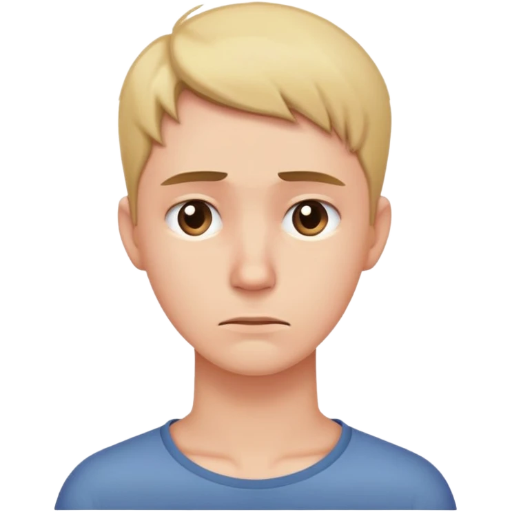person with a concerned face, hand on the side of the neck, looking down emoji