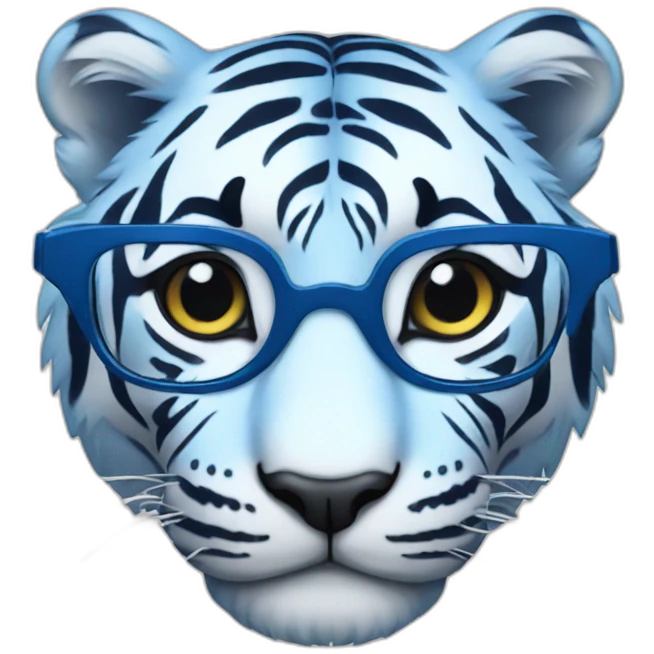Blue tiger with glasses emoji