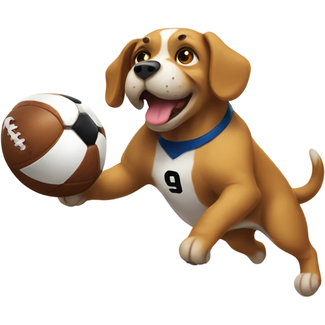 Dog playing football emoji