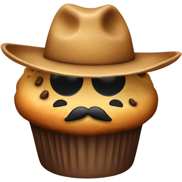 Muffin with mustache wearing a cowboy hat emoji