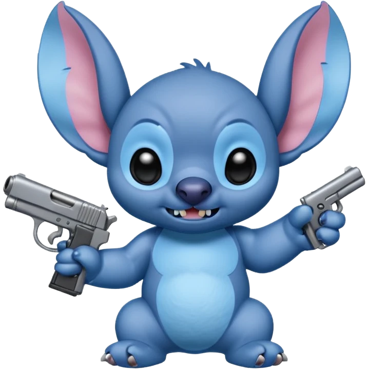 Stitch holding a gun emoji