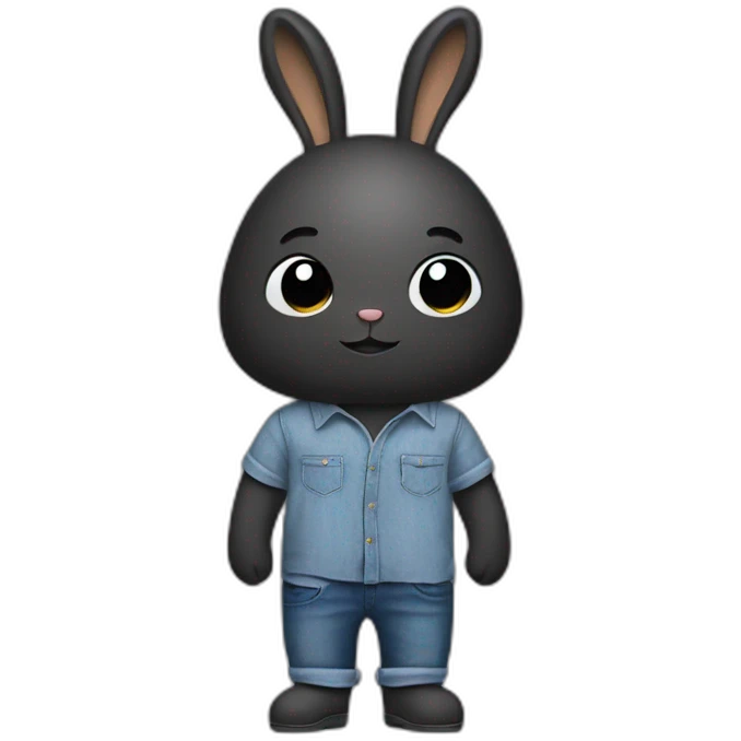 male black bunny with airpods, jeans and oversize shirt emoji
