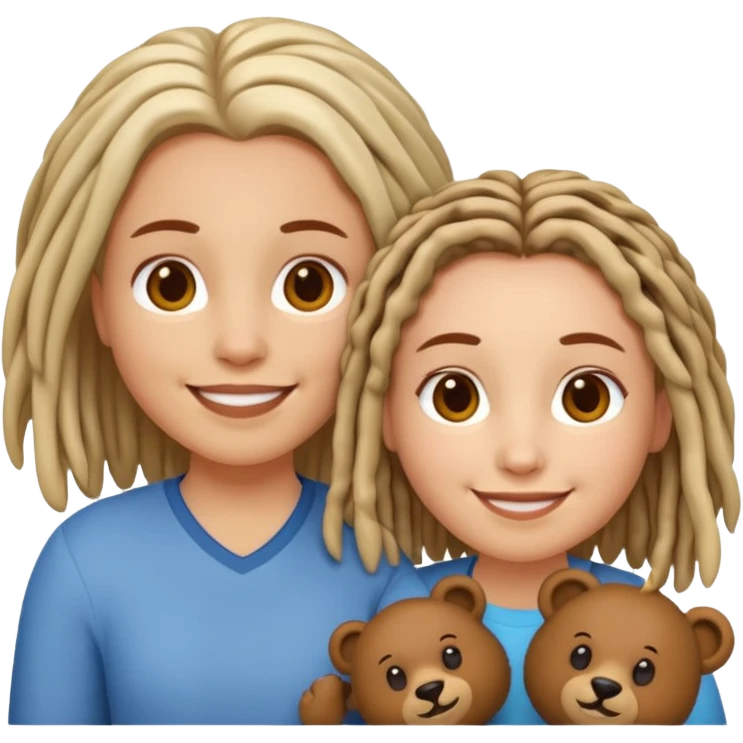 Couple emoji white with bears, medium complexion female with mid length loca emoji