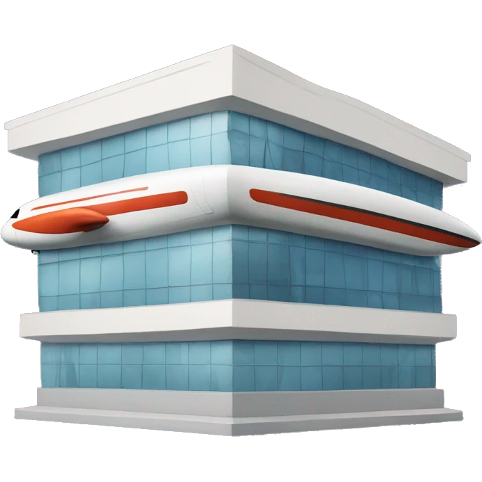 Building with a plane halfway inside of it emoji