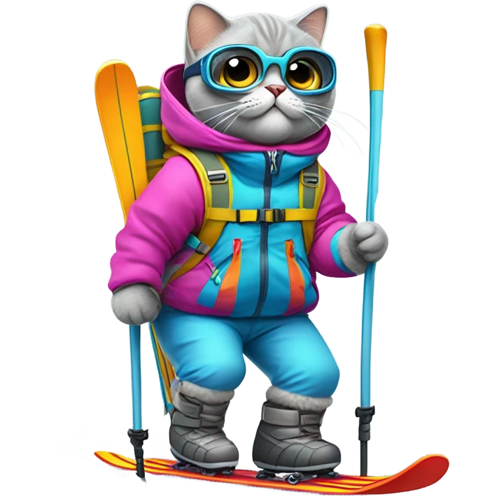 British shorthair cat skiing emoji