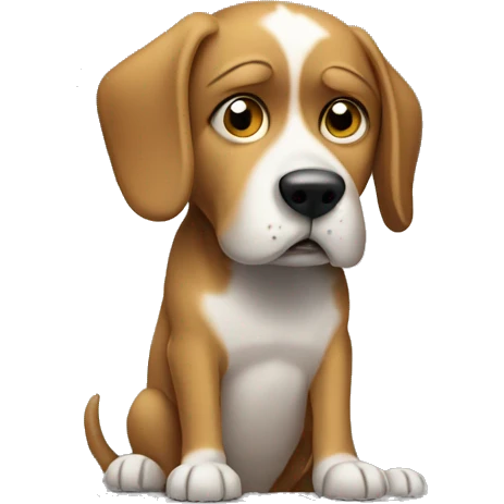 A crying dog working in front of a computer  emoji