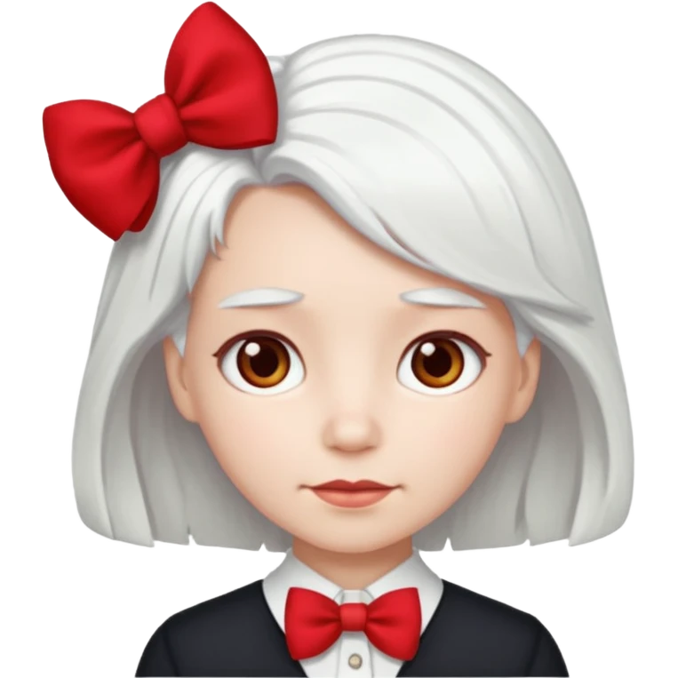 back view of white hair with red bo emoji