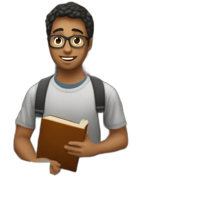 Un étudiant adore une étudiante dans une bibliothèque emoji