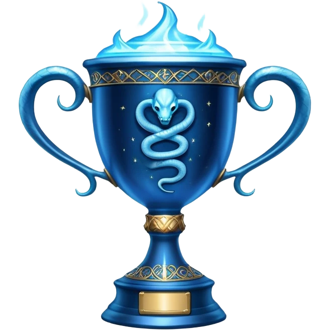 Harry Potter Triwizard Cup trophy with snake handles, blue glowing magical cup emoji