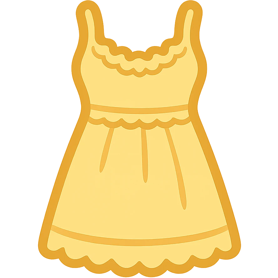 frilly lacey butter yellow summer sundress, flat twitter-style emoji emoji
