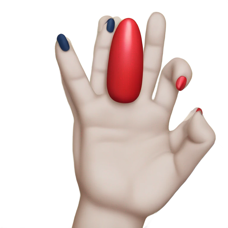 
a hand with a red manicure lies on top of a dark blue diary emoji