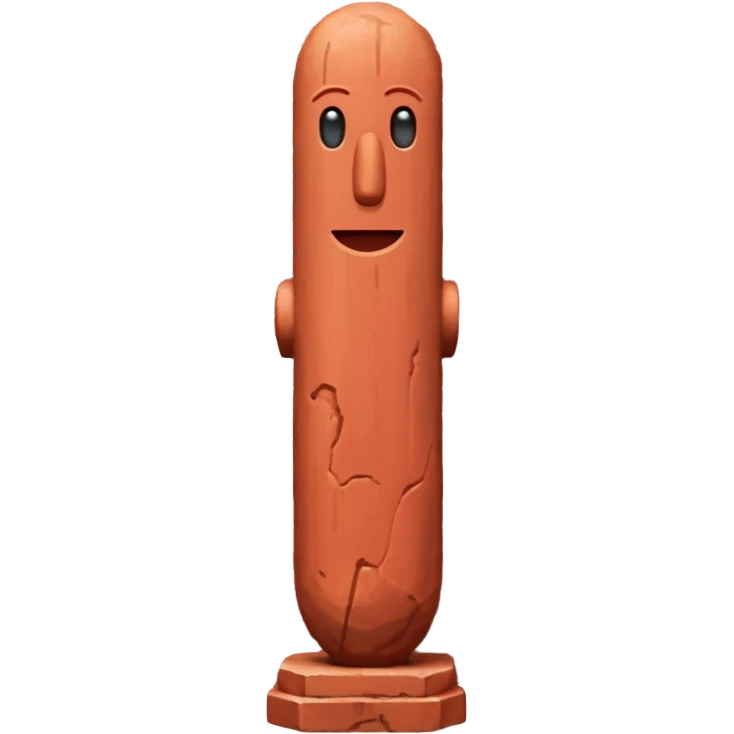 Ancient erect penis statue, red brick latter/color emoji