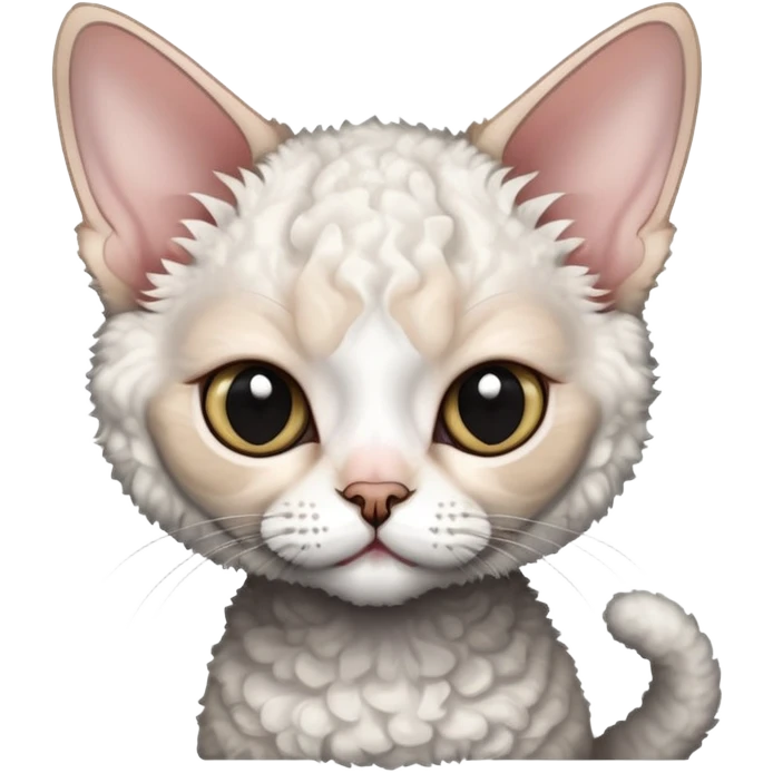 Black and white Devon Rex emoji