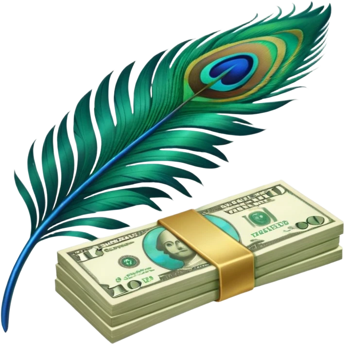 Peacock feather and money emoji