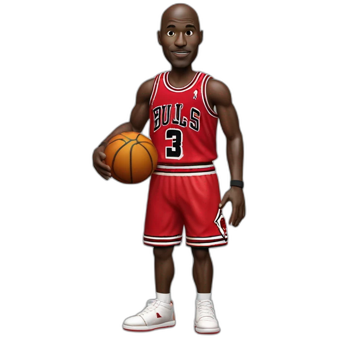 MICHAEL JORDAN FULL BODY, WITH A BALL IN THE HAND, REALISTIC 4K IMAGE emoji