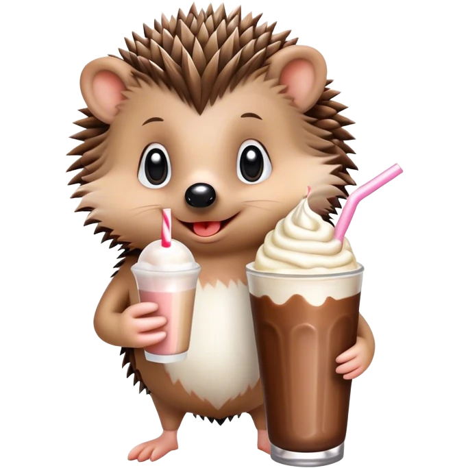  Cute hedgehog drinking a milkshake emoji
