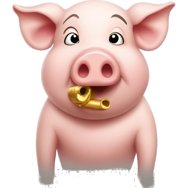 Pig blowing a whistle emoji