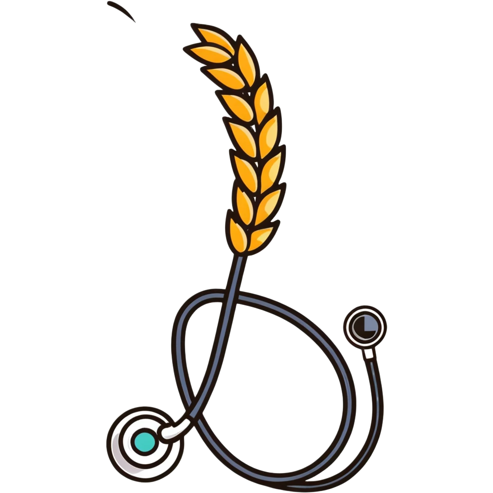 wheat stalk and medical stethoscope fused together as a cartoonish sticker emoji