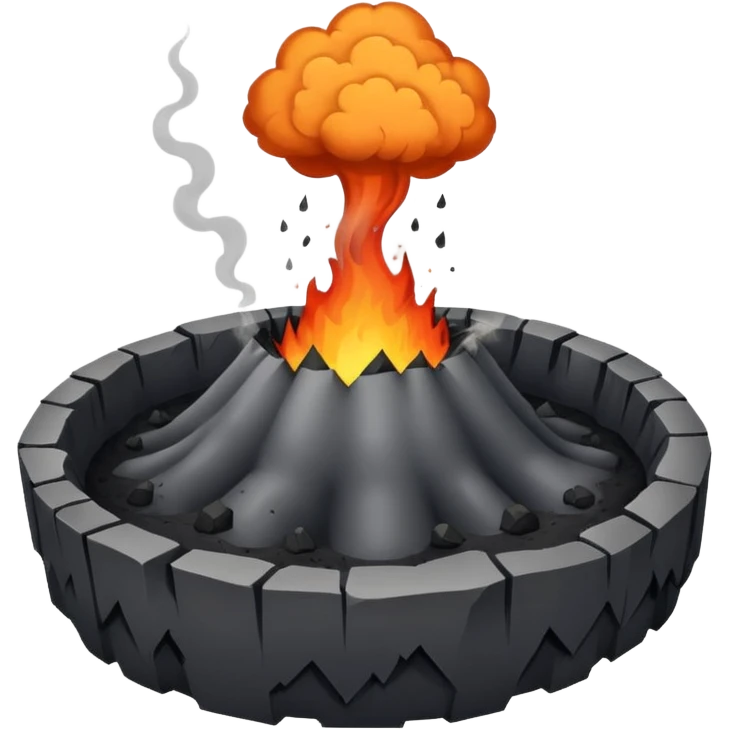A smoking crater releasing dark ash clouds. emoji