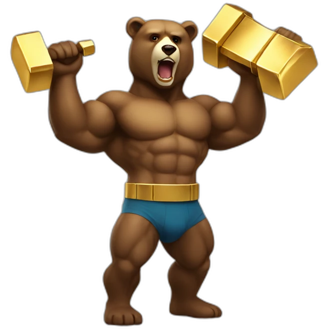 Muscle bear with gold bar emoji