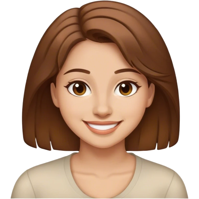 me female 26 brown hair, happy and at ease emoji