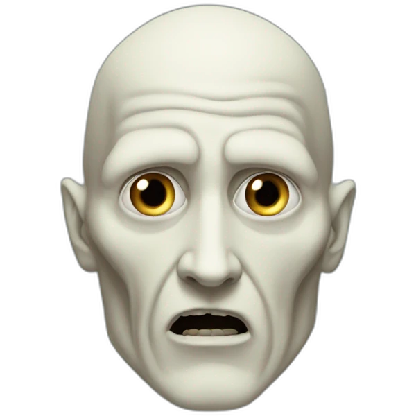 Confused Voldemort without nose emoji
