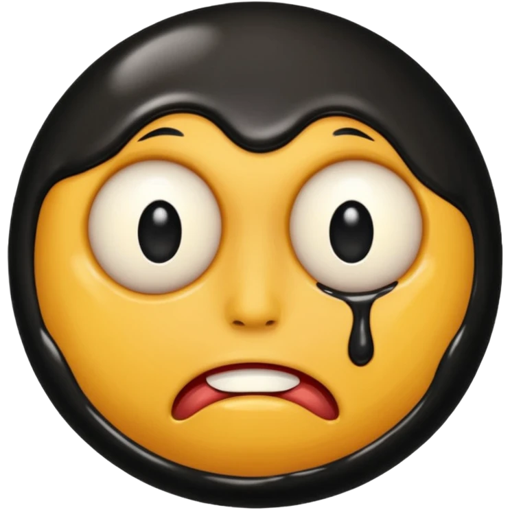 an black melting face with no eyebrows and mouth and just an 1 eye (The Face Needs to Be A Litelar Black Ball) emoji