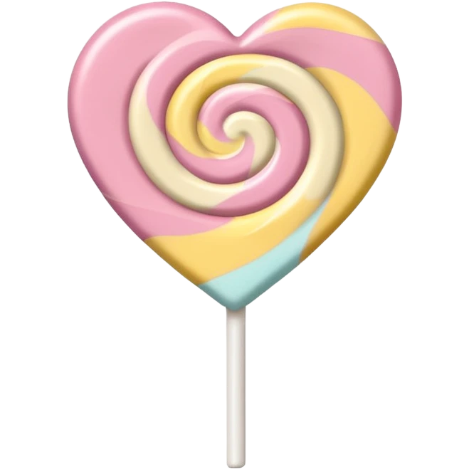 A lollipop heart in soft pink, beige and yellow pastel colors emoji