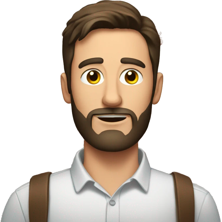 Brunette man with beard has a lot of bacon around  emoji